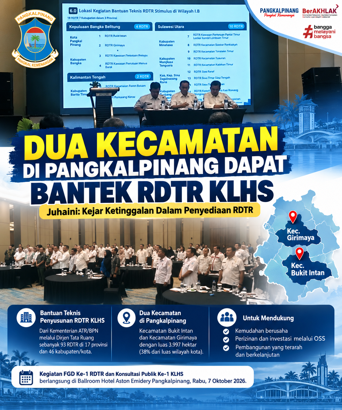 DUA Kecamatan di Pangkalpinang Dapat Bantek RDTR KLHS